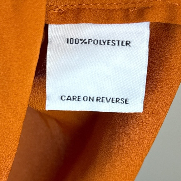 Calvin Klein Burnt Orange Flowy and Feminine Ladies Size Med Short Sleeve Blouse - Picture 6 of 8